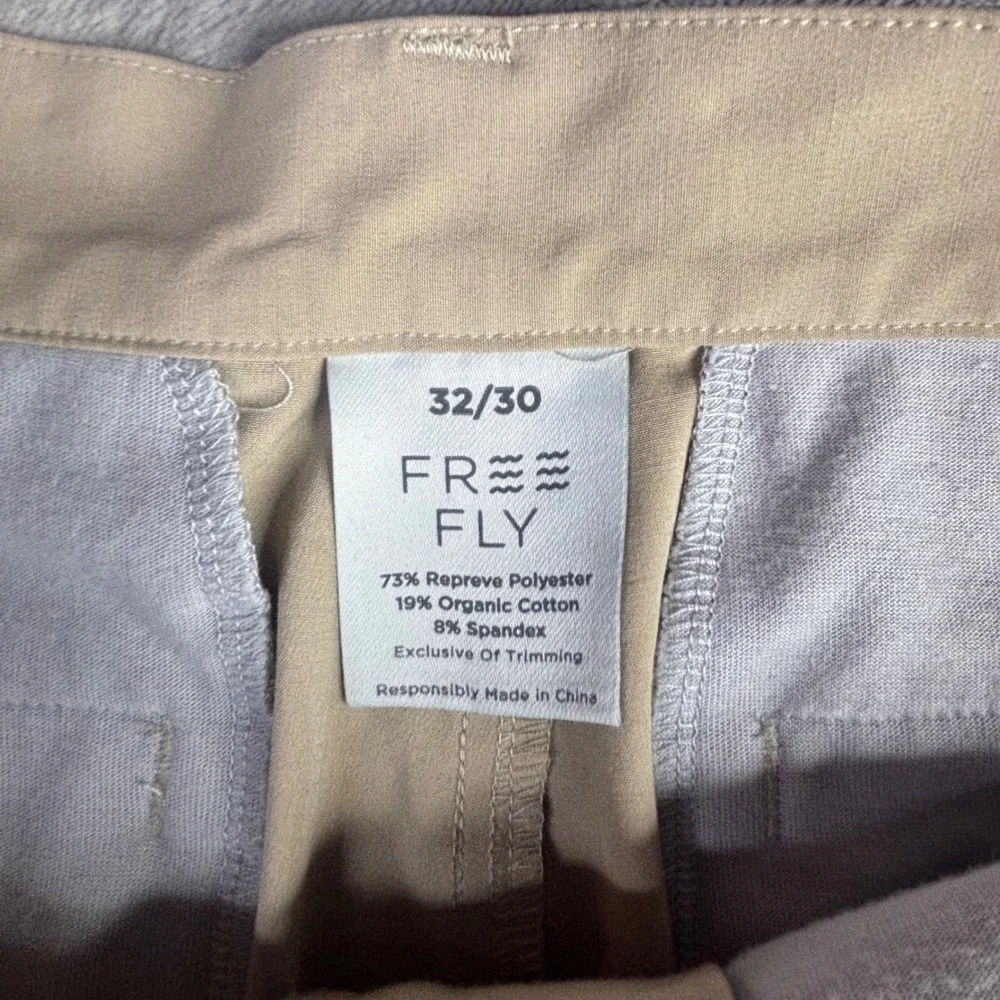 Free Fly Pants Mens 32x30 Khaki Repreve Organic Cotton Stretch Performance Chino